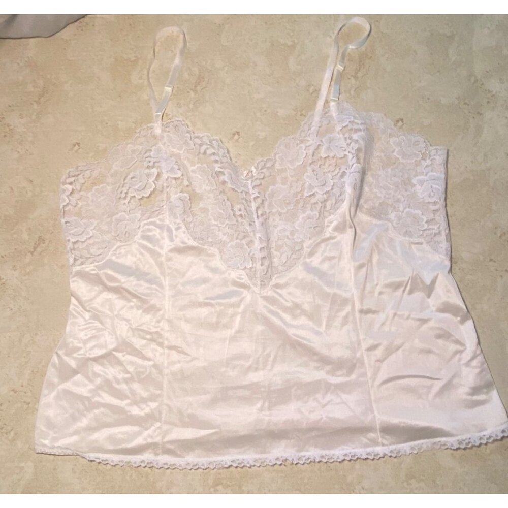 White Lace & Satin Babydoll‎ Coquette Camisole By La Tendresse Size M
